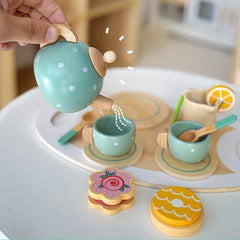 Wooden Toys Toy Tea Playset Deluxe Play Pretend Food Set