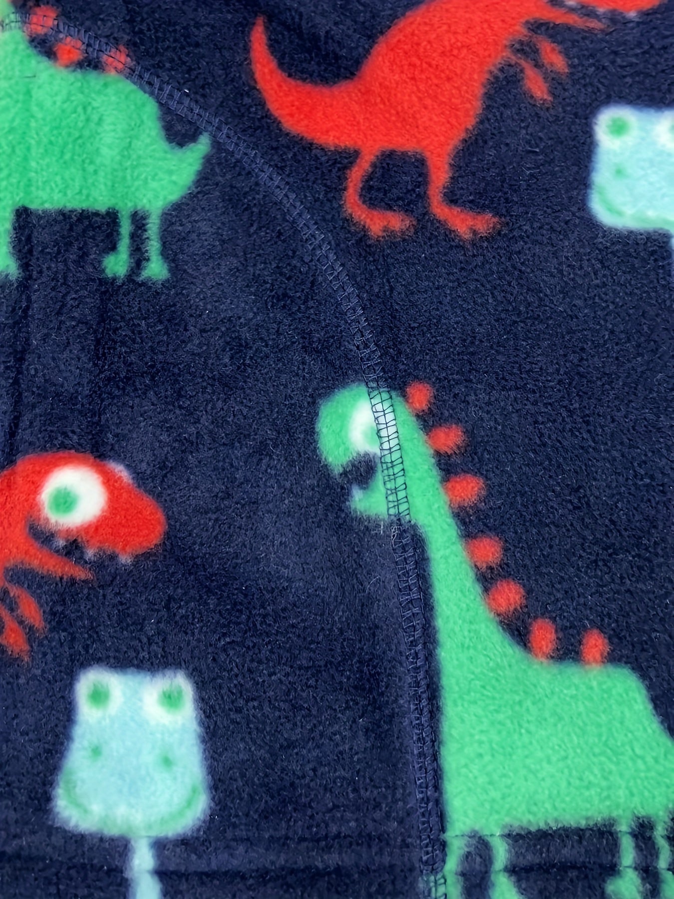 Boys Dino Pattern Fleece Vest Warm Top