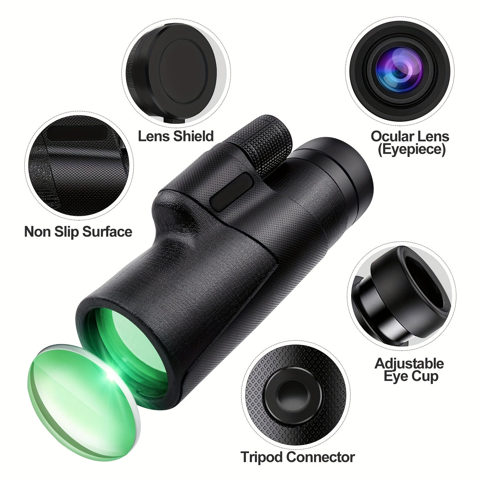 HD 12x50 Monocular Telescope for Outdoor Concerts and Wildlife