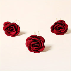 3pcs Rose Hair Clip Wedding Hairpin Women And Girls Hair Accessories