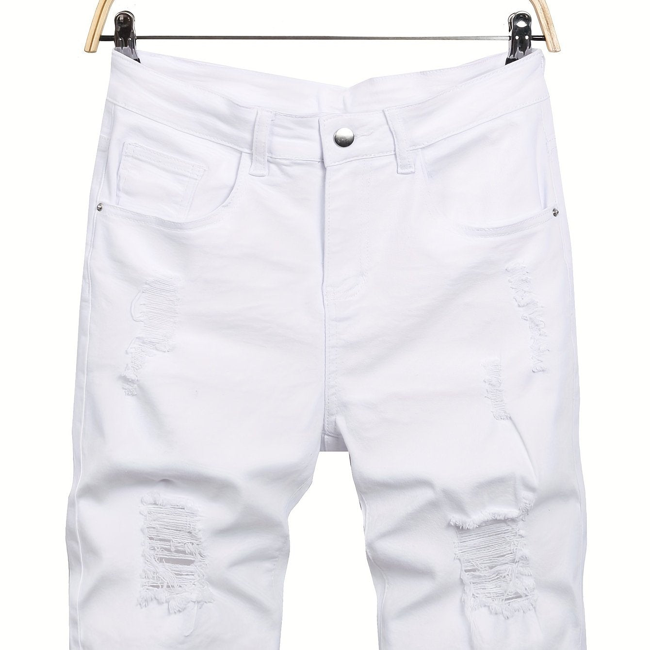 Men's Ripped Denim Shorts Casual Street Style Distressed Stretch Denim Shorts