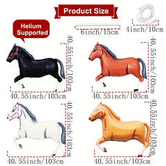 4pcs 76.2cm Horse Balloons - Horse Themed Party Balloons for Birthday Party