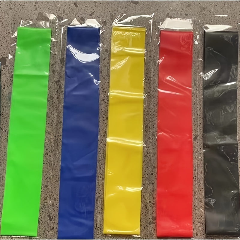 5pcs Yoga Elastic Stretching Belt With Storage Bag TPE Fitness Resistance Belt