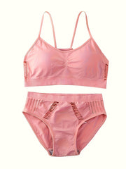 Girls 2pcs Bralette Top & Briefs Set Sports Yoga Bra Vibrant Underwear 12-15Y