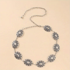 Boho Carved Metal Chain Belt for Women