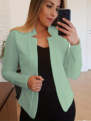 Solid Split Open Front Blazer Long Sleeve Blazer & Stylish Tops