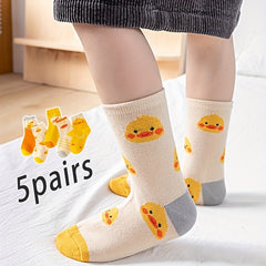 5 Pairs Cartoon Calf Socks for Boys