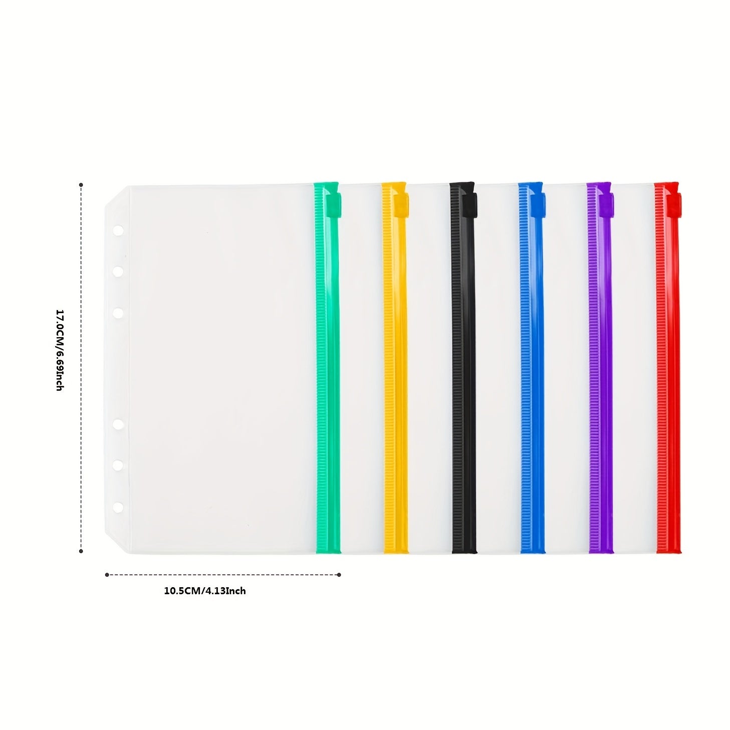 12pcs A6 6 Hole Binder Pockets Waterproof PVC Zipper Binder Pouches