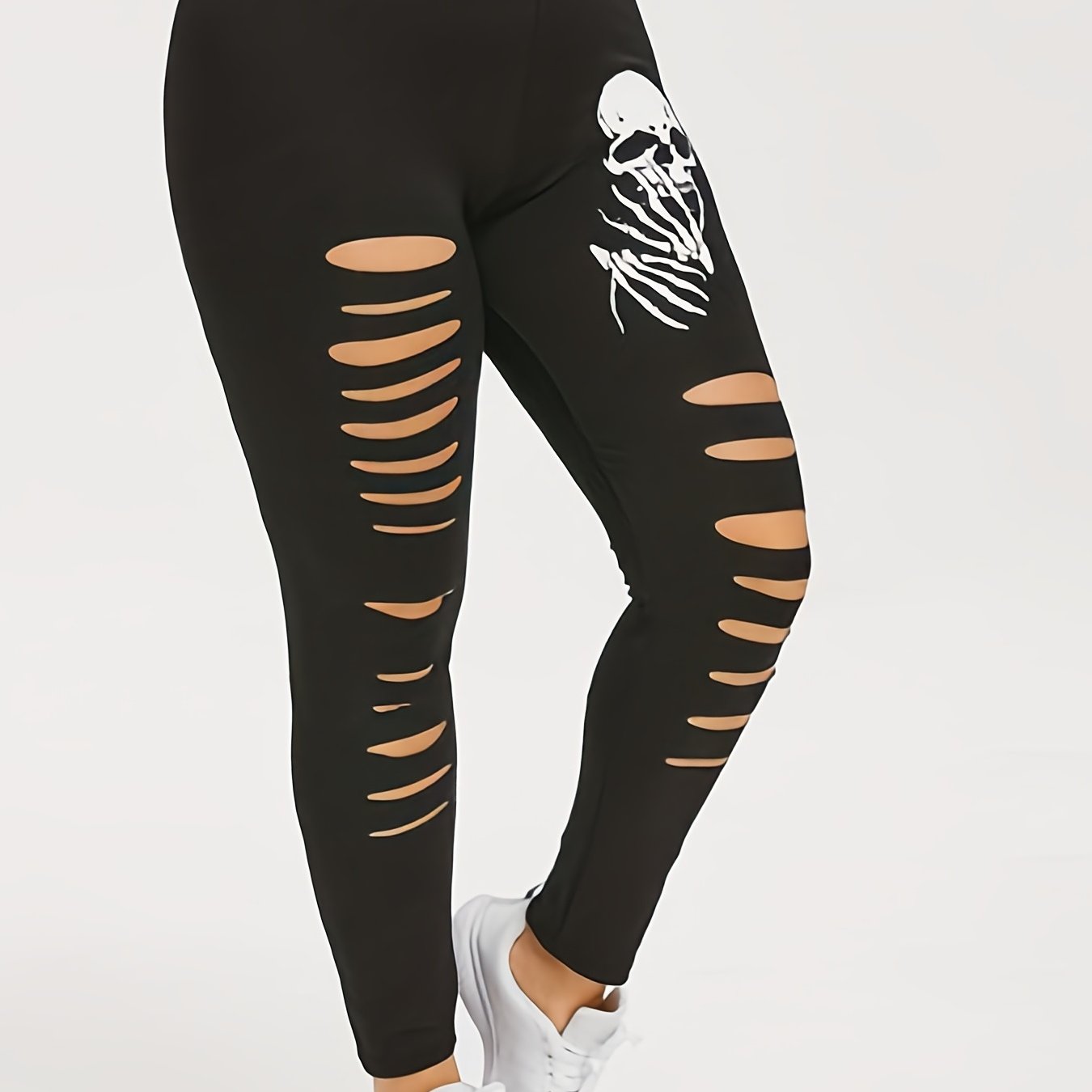 Skull Print Cut Out High Rise Leggings