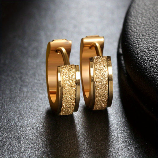 Vintage 18k Plated Stainless Steel Hoop Earrings for Women