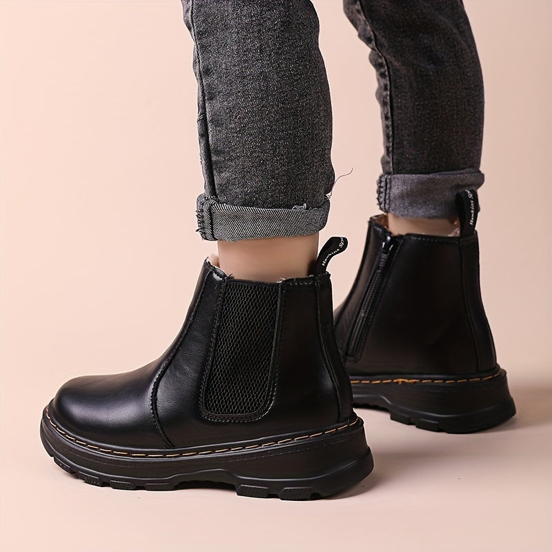 Casual Solid Zipper Boots for Girls Lightweight Indoor Outdoor Winter