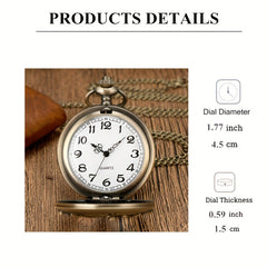 Vintage Bronze Hollow Out Motorcycle Pocket Watch