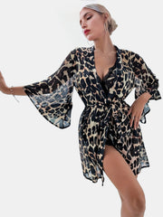 Leopard Print Pajama Set & Lace Trim Bodysuit