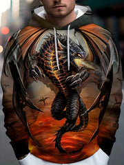 Dragon 3D Print Hoodie For Men - Graphic Pullover