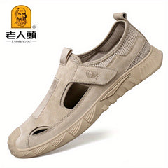 Men's Leather Breathable Hollow Out Sneakers Outdoor Hiking Shoes