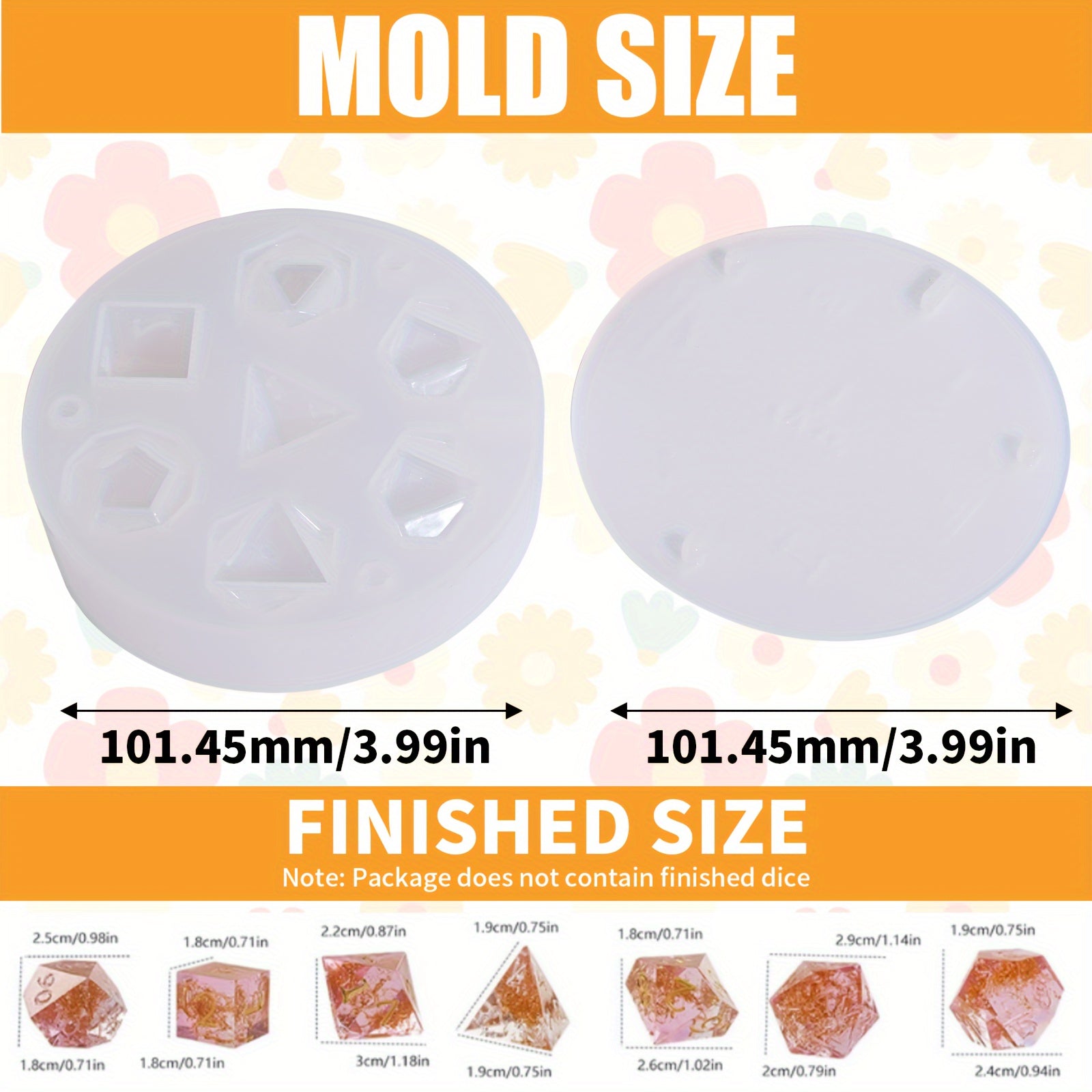 7pcs Polyhedral Pointed Dice Set Silicone Molds