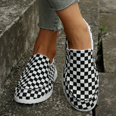 Women's Plaid Slip On Sneakers Outdoor Shoes