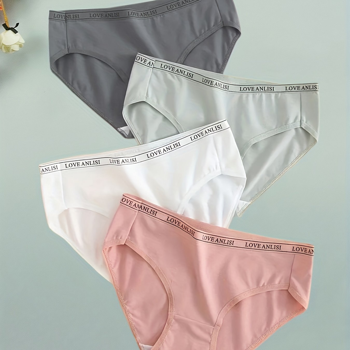 4pcs Letter Print Briefs Women's Lingerie Panties