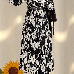 Floral Print Long Sleeve Maxi Dress