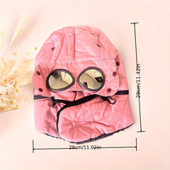 Windproof Warm Hat With Goggles And Ear Protection Plush Coldproof Hat