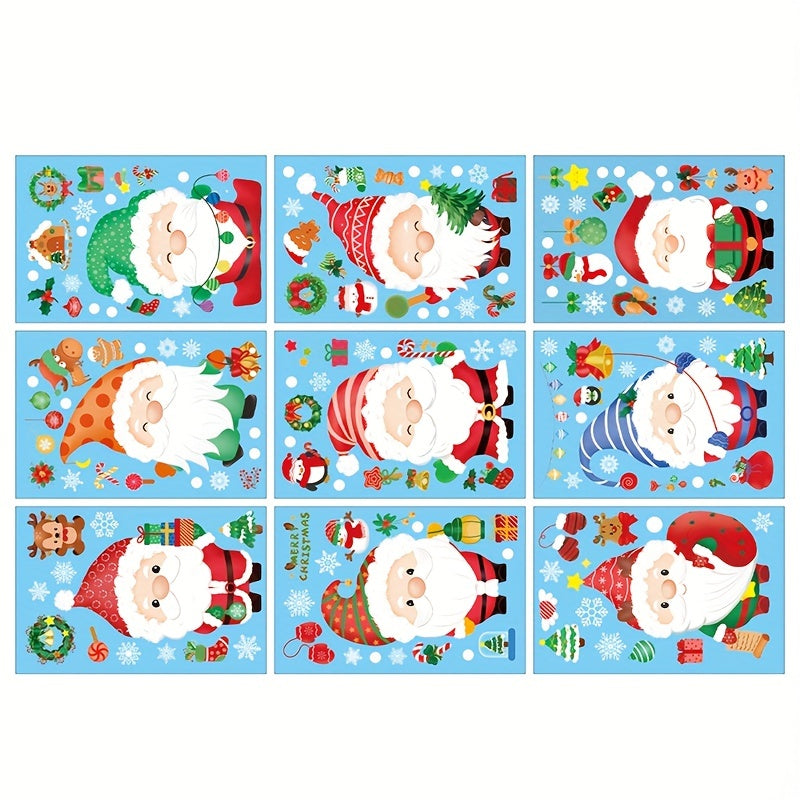 Watercolor Santa Claus Elk Christmas Window Stickers