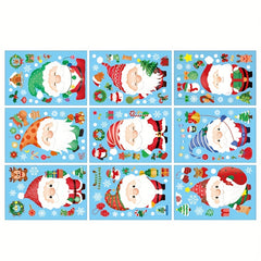 Watercolor Santa Claus Elk Christmas Window Stickers