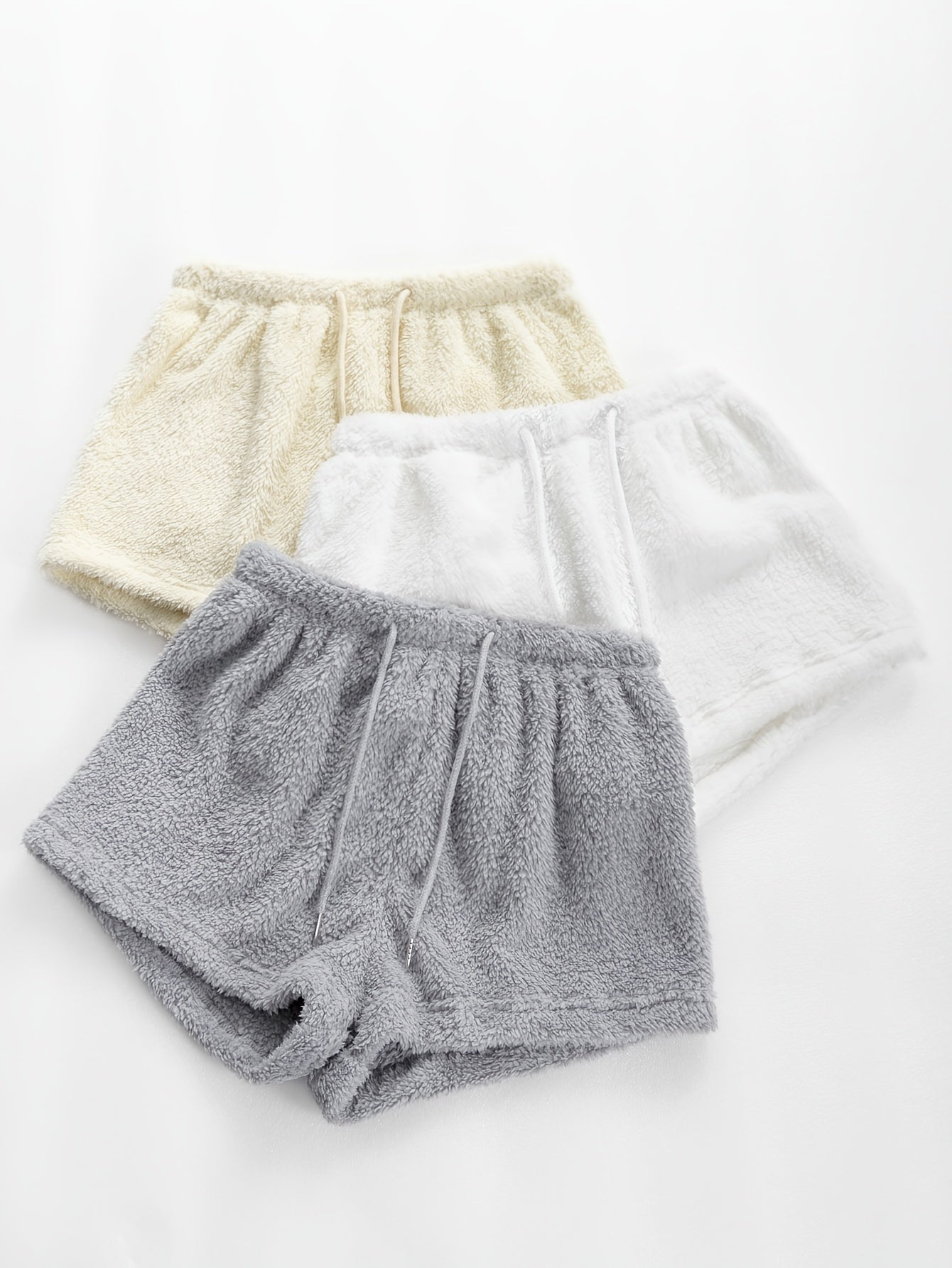 Cozy Fuzzy Drawstring Sleep Shorts for Women