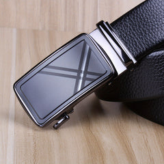 Men's Business Automatic Buckle Two layer Cowhide Belt