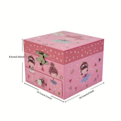 Floral Pink Ballerina Music Box with Mirror