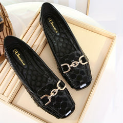 Women's Casual Geometric Pattern Ballet Shoes Slip On Lightweight Metal Decor