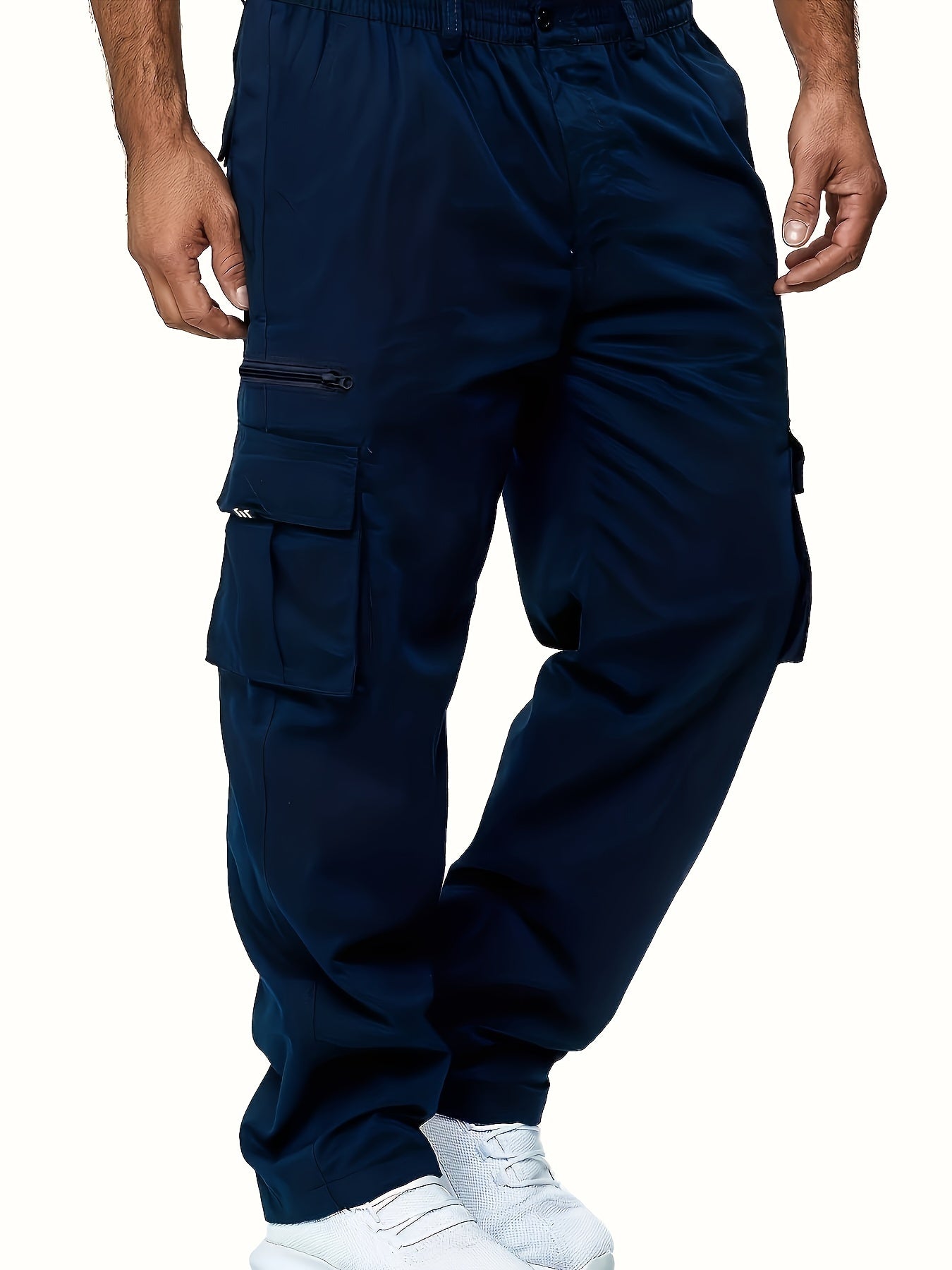 Men's Pocket Cargo Pants Straight Leg Drawstring Joggers