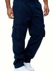 Men's Pocket Cargo Pants Straight Leg Drawstring Joggers