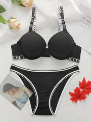 Letter Print Bra & Panties Set