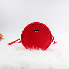 Quilted Bow Round Crossbody Bag for Girls