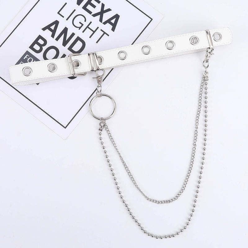 Punk Style Leather Belt Unisex Personality Hip Hop Chain Young Student Belt