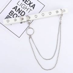 Punk Style Leather Belt Unisex Personality Hip Hop Chain Young Student Belt