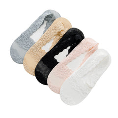 5 Pairs Women Lace Antiskid Invisible Liner Socks