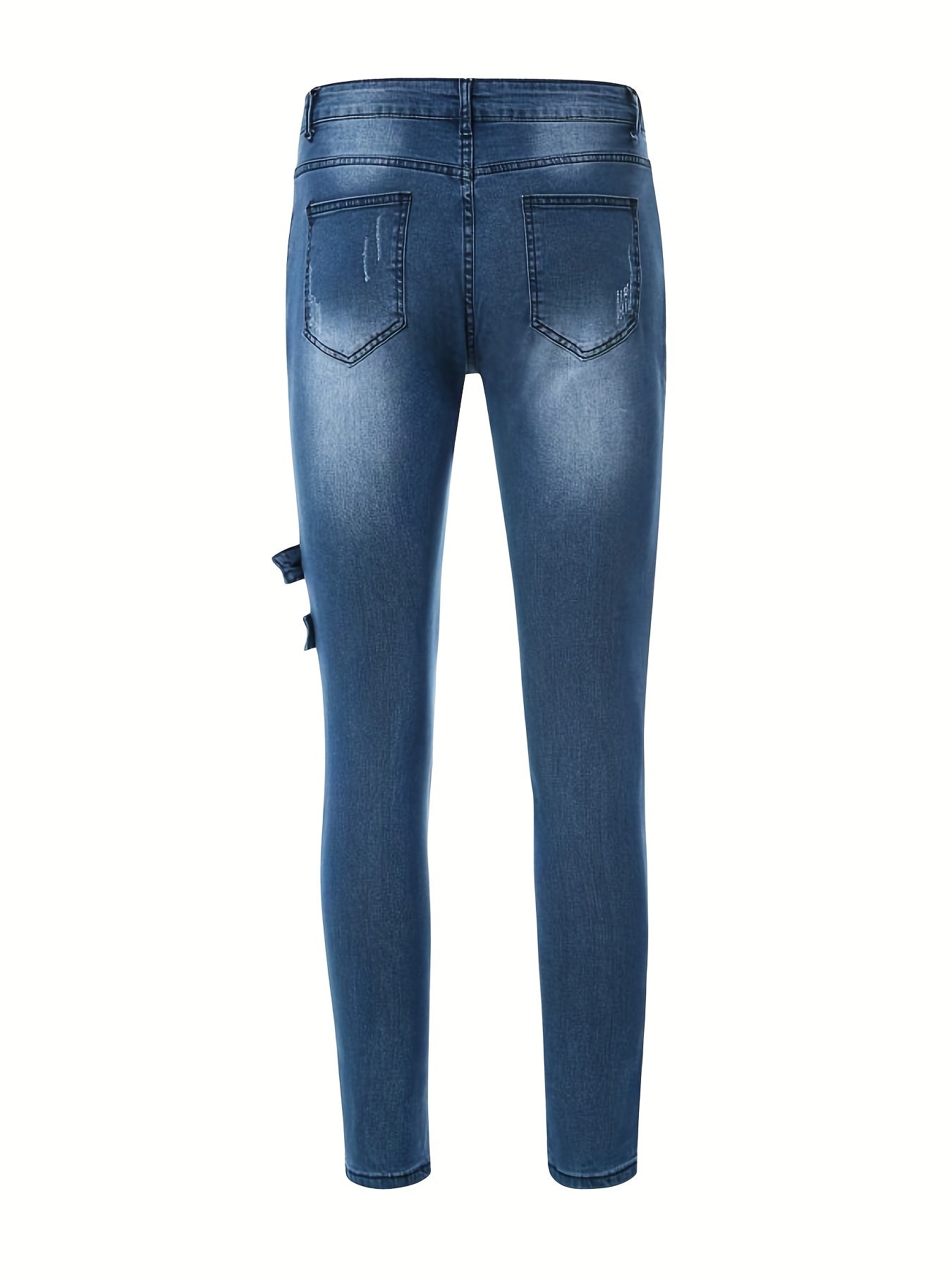 Slim Fit Ripped Biker Jeans Men's Casual Street Style