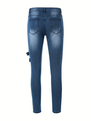 Slim Fit Ripped Biker Jeans Men's Casual Street Style