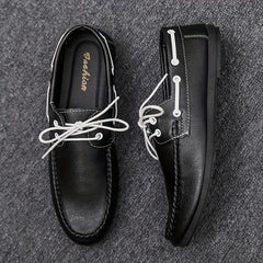 Men's Casual Solid Lace up Loafer Shoes Outdoor Anti skid Soft Sole Boat Shoes