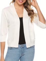 Open Front Cardigan 3/4 Sleeve Sweater for Spring & Fall
