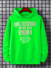 Men's Letter Print Hoodie Casual Breathable Drawstring Hooded Sweatshirt