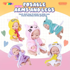 6 Pack Mini Baby Dolls 4 Inch Realistic Newborn Doll Set