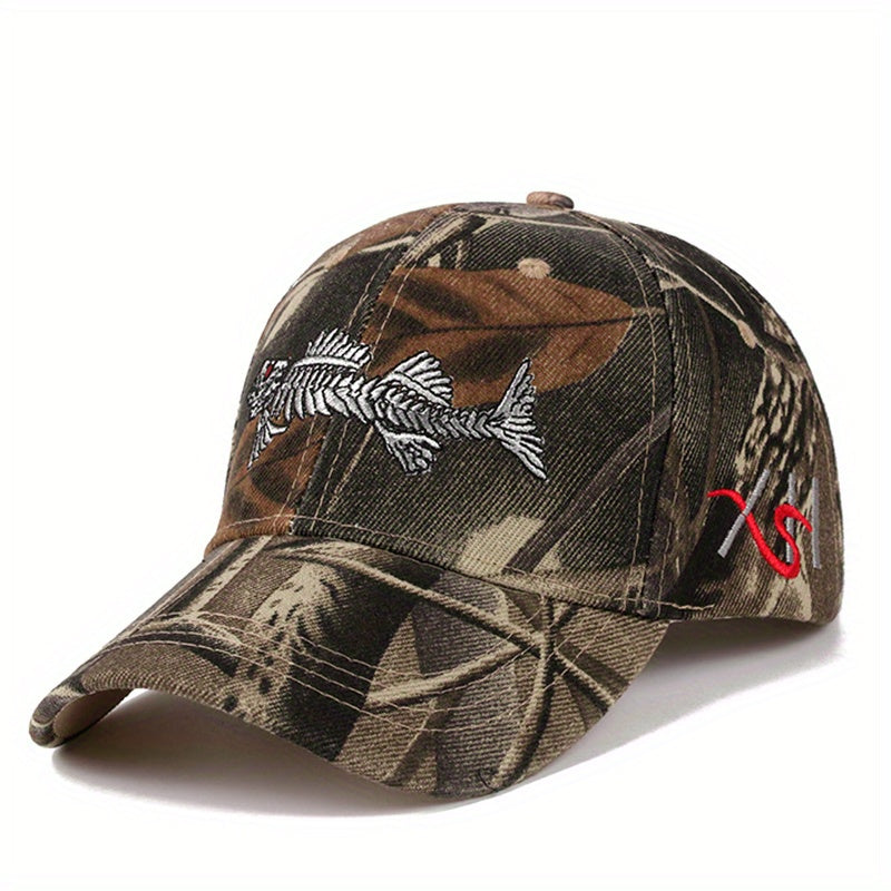 Fish Embroidery Peaked Cap Outdoor Fishing Baseball Cap For Men And Women