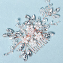 Wedding Hair Comb Crystal Rhinestone Pearl Hair Piece