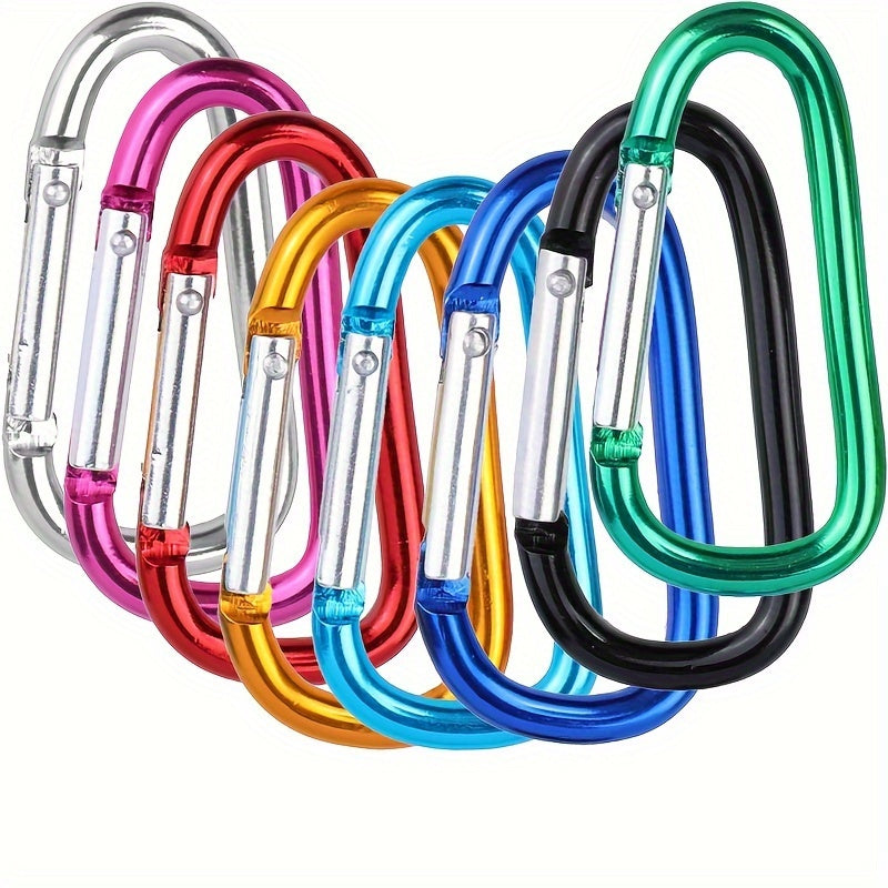 8pc D Shaped Aluminum Carabiner Hook Metal Buckle for Travel Camping Backpacking