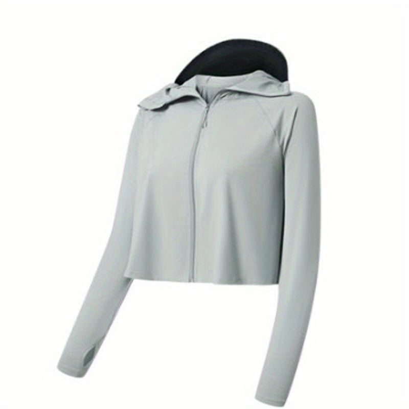 Gray Ice Silk Sun Jacket Hoodie Causal Windproof UV Protection