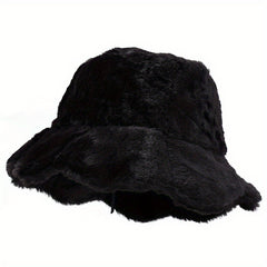 Winter Plush Warm Bucket Hat With Lotus Leaf Edge Men Women