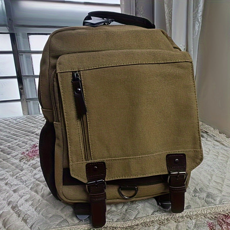 Retro Style Canvas Backpack for Outdoor Travel and Commute