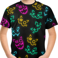 Cyberpunk Cat Print Boys Cartoon T Shirt - Kids Summer Clothes